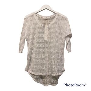 BAR lll Wowens Y2k Sheer White Arrow Design 3/4 Sleeve Shirt | NWT | Medium